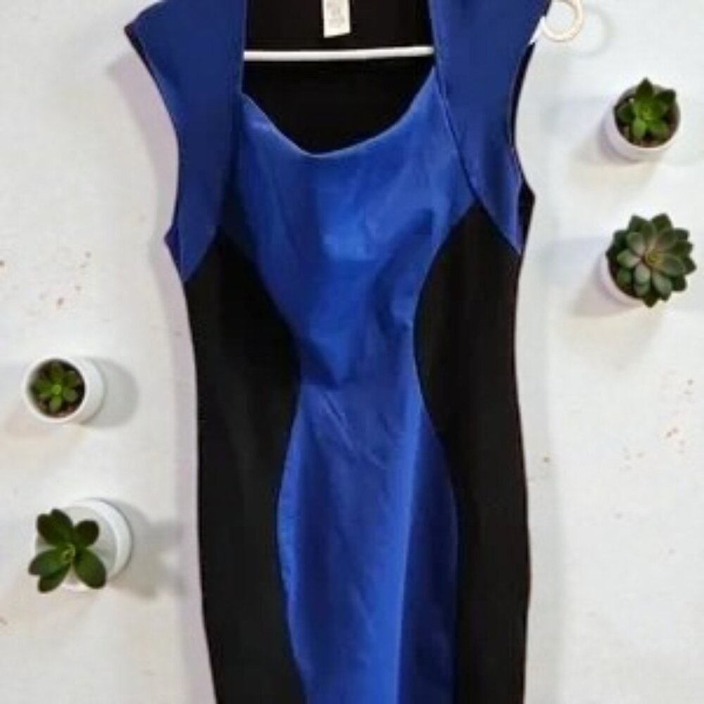 Elegant Blue and Black Women's Dress